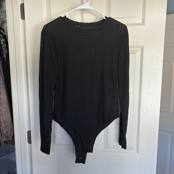 Sweaters - Black Ribbed Women's Sweater Bodysuit